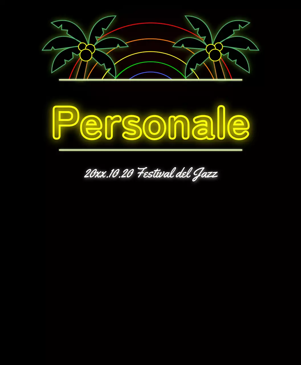 Maglietta del festival jazz con insegne al neon rosa e multicolore