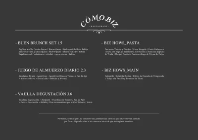 Un restaurante de concepto sencillo ambientado en blanco y negroPlanificación de menús y precios