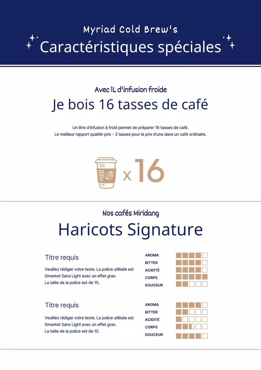 Café infusé à froid propre en blanc et marine