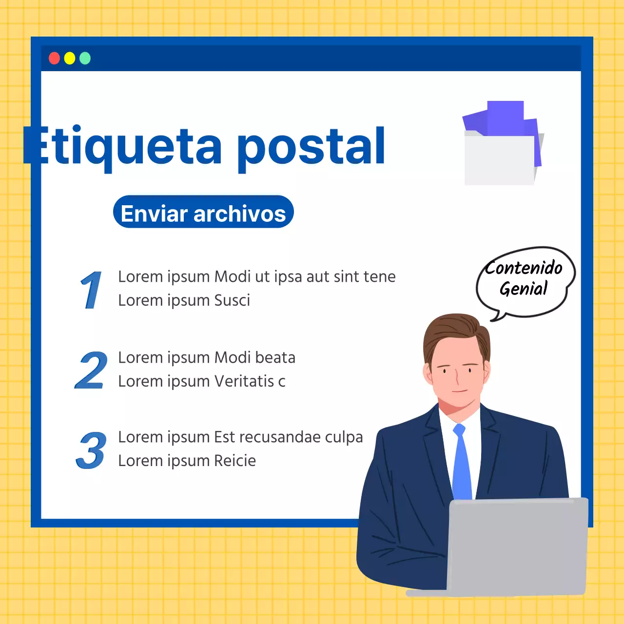 Etiqueta empresarial en amarillo y limpio CardNews