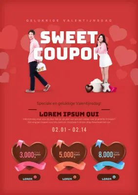 Schattige Valentijnsdag coupon flyer in rood