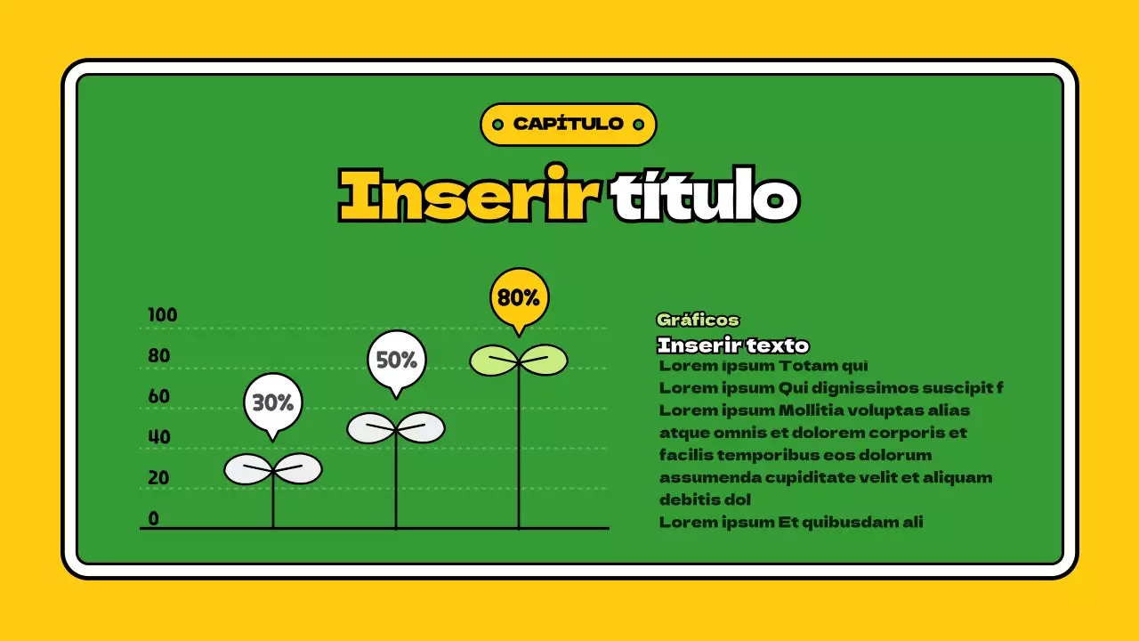 Infográfico de gráfico vertical amarelo e verde giro
