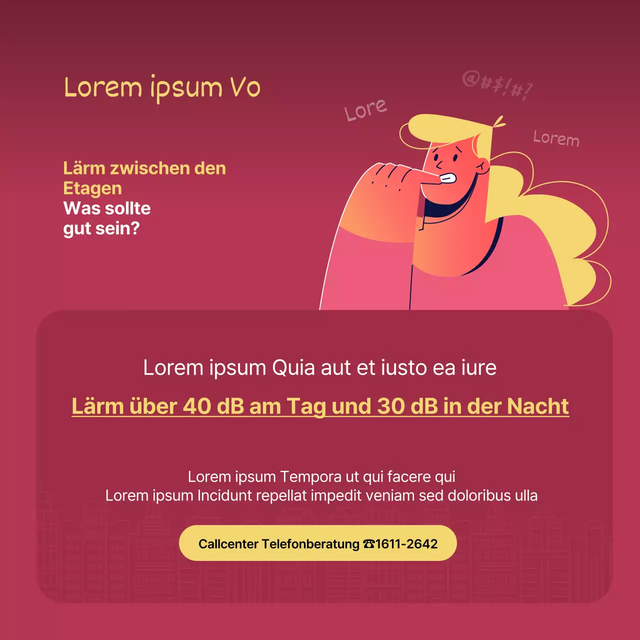 Geschossübergreifende Lärmkriterien und Abhilfevorschläge in grün und rot