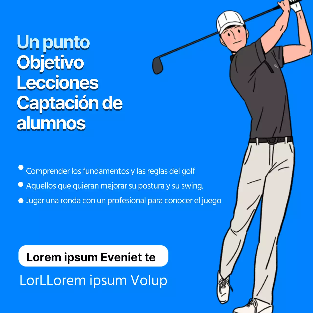 Azul limpio ilustración golf lección contratación
