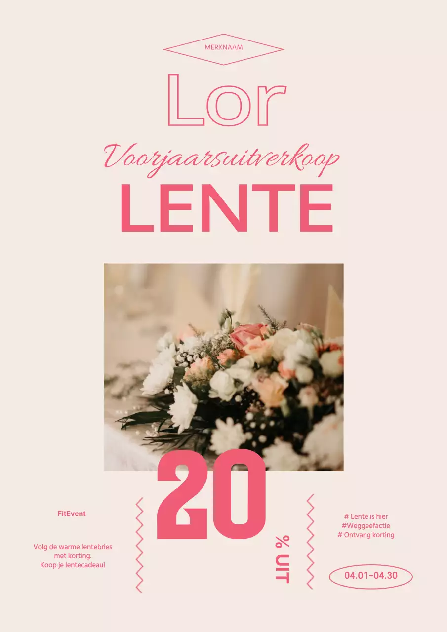 Roze fotobelettering accentueert een vintage voorjaarsuitverkoop