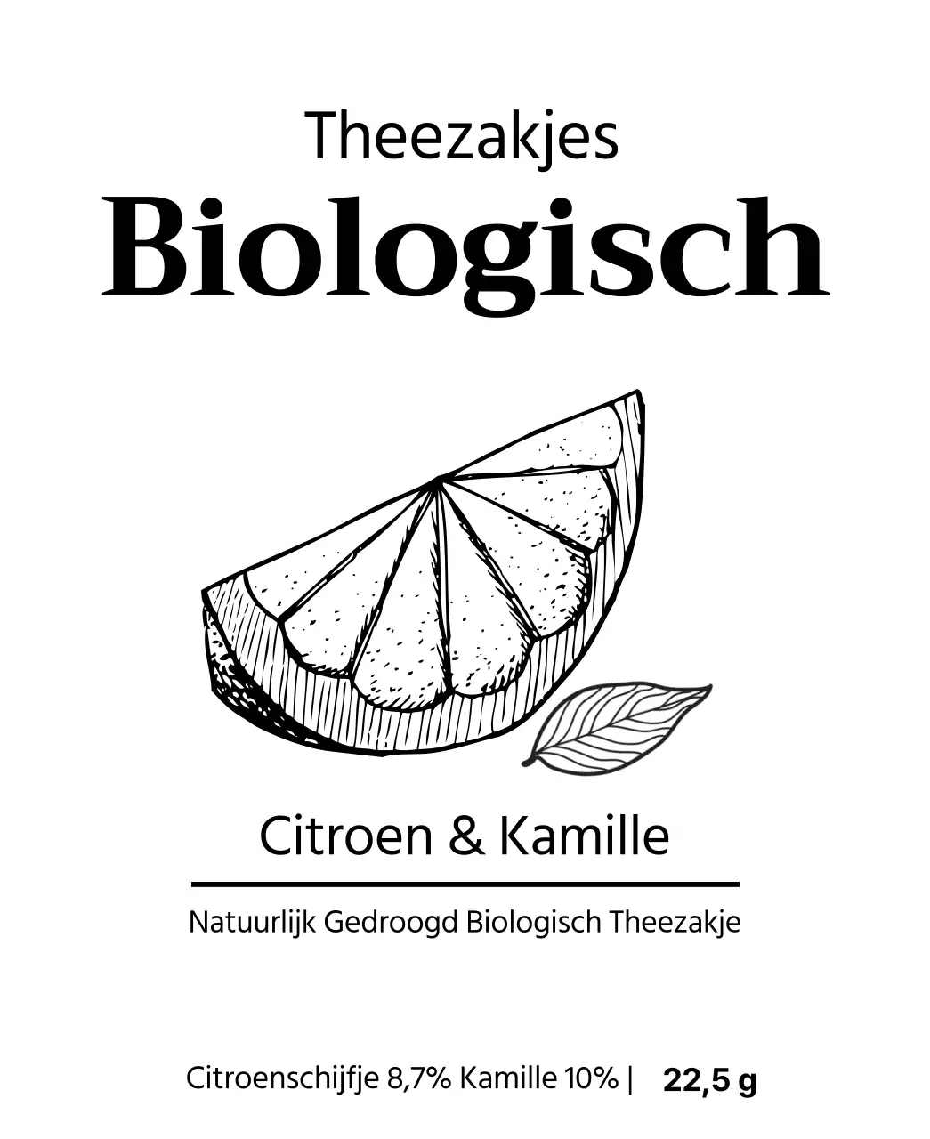 Biologische vruchtentheezakjes met fruitillustraties