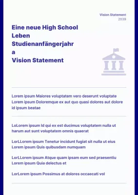 Ein einfaches konzeptionelles Visionsstatement in Marineblau und Weiß