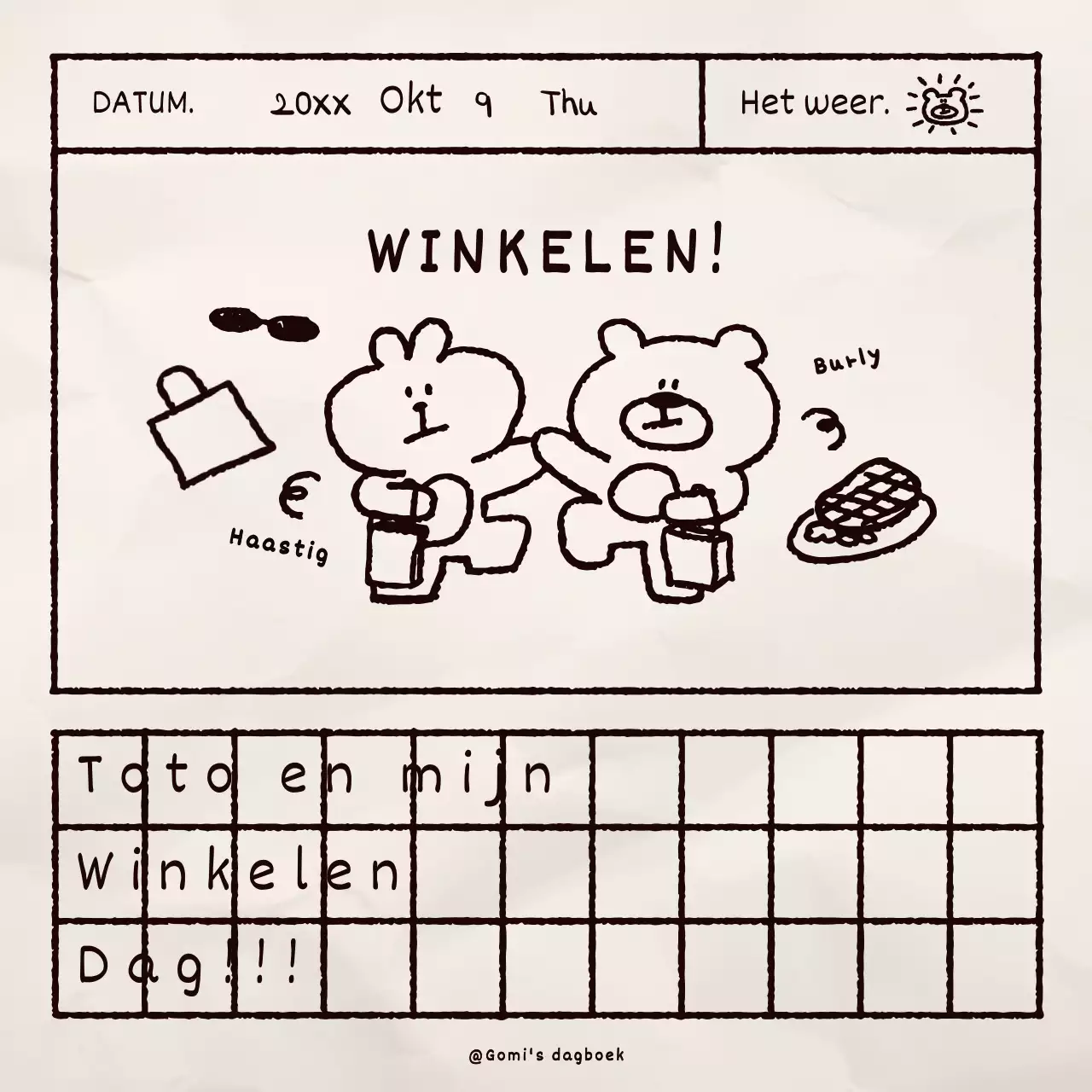 Schattige bruine beer illustratie dagboek bundel