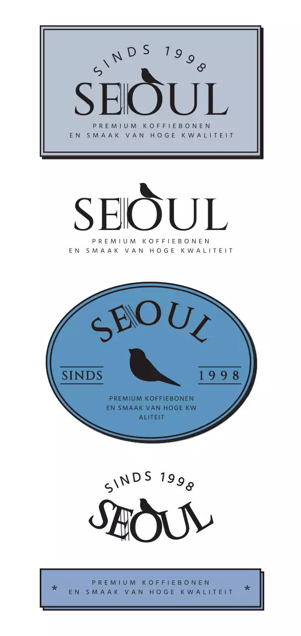 Een blauwe, emotionele, logo-achtige stijl om een café te promoten