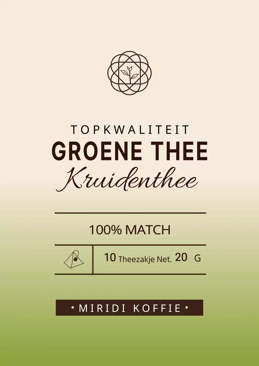 Eenvoudig labelontwerp voor groene theezakjes met een groen kleurverloop