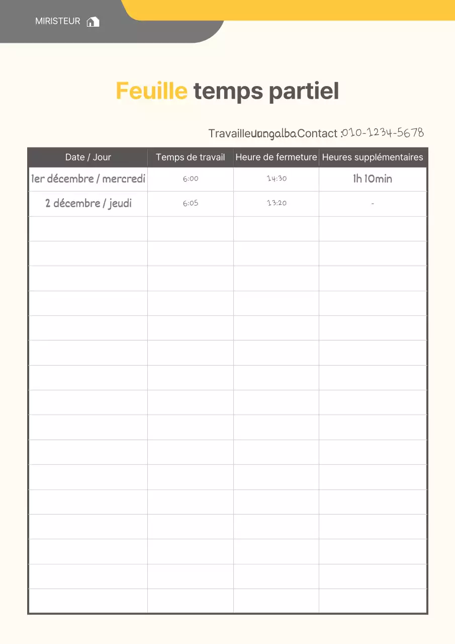 Un simple horaire jaune et gris