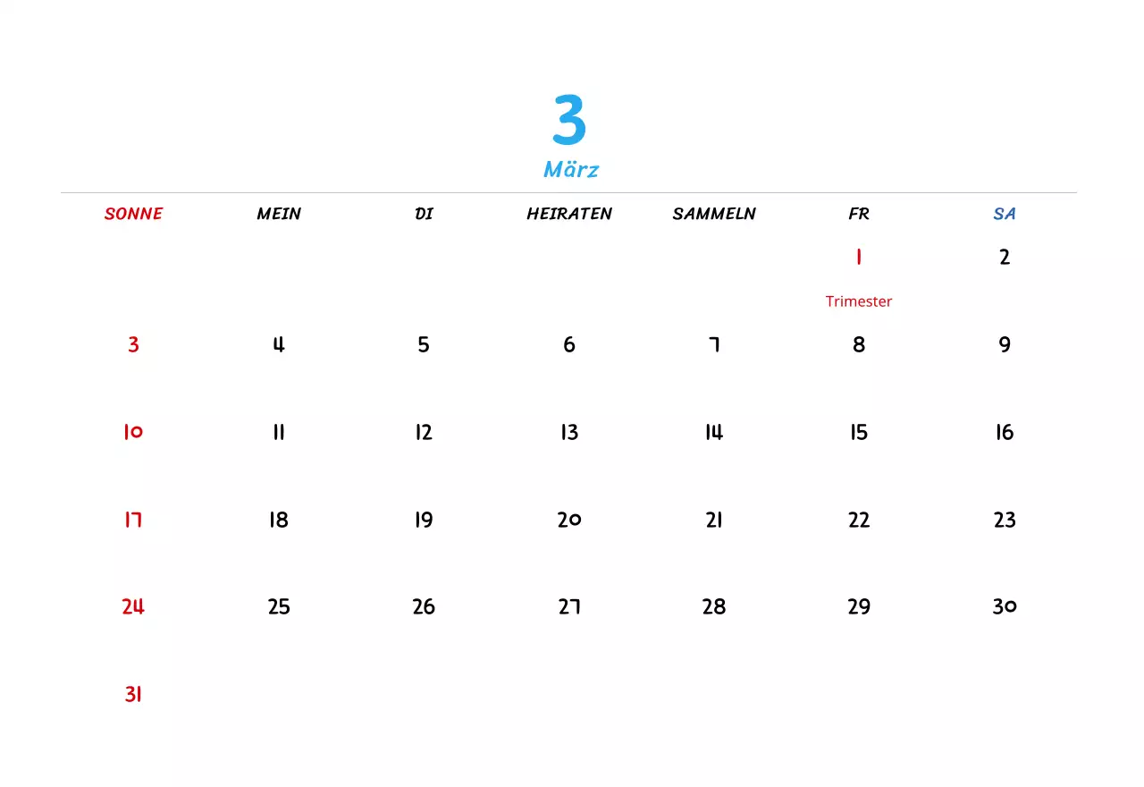 Neujahrskalender mit niedlichen Illustrationen