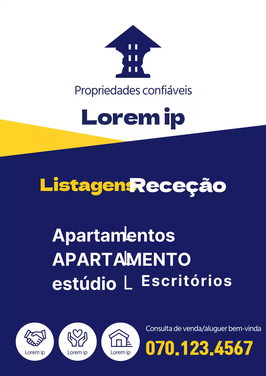 Listagens de imóveis em azul-marinho