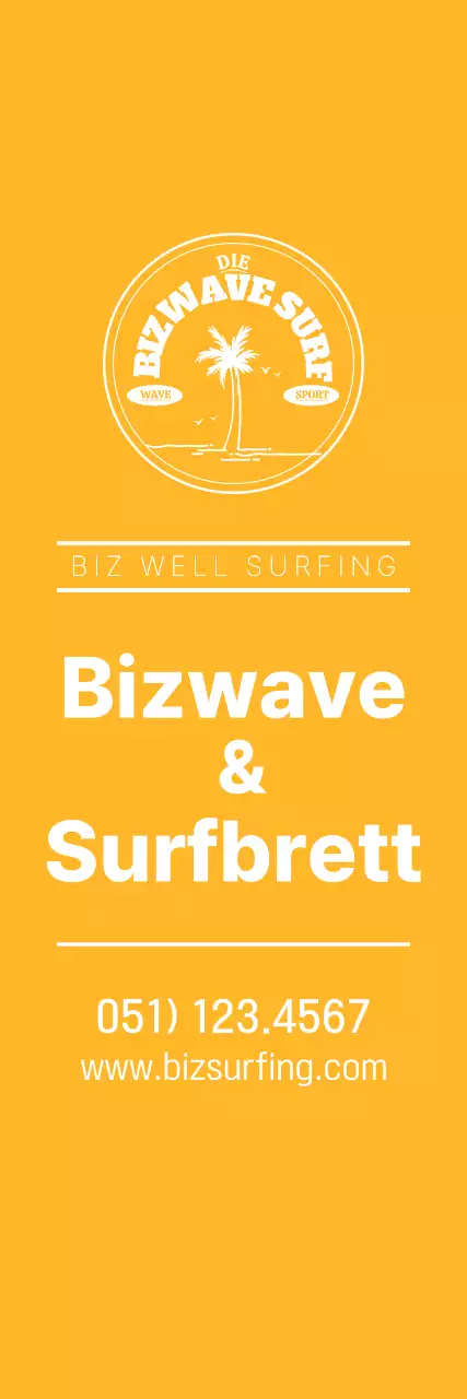 Ein einfaches blaues und gelbes Surfer-Emblem als Logo für den Laden.