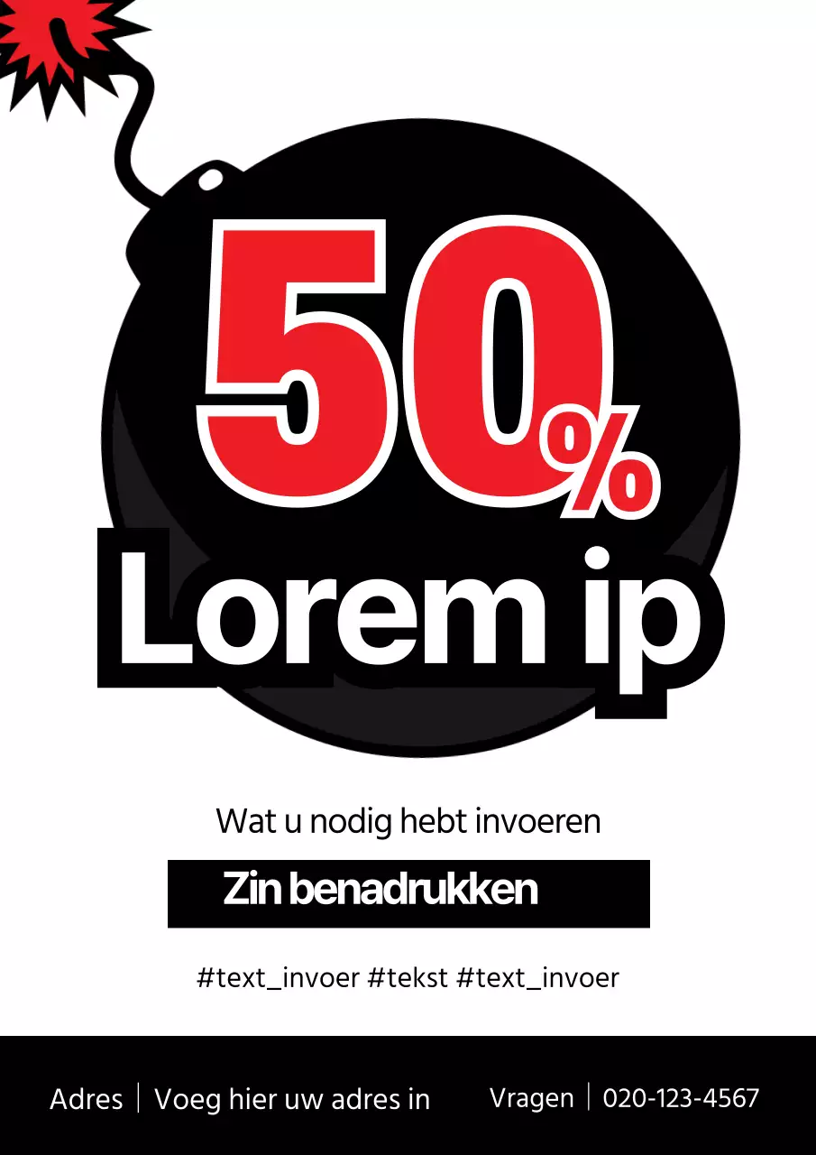 Promoot een superuitverkoop met een illustratie van een zwarte bom