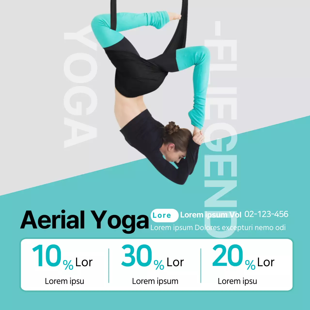 Einfaches fliegendes Yoga-Werbebanner in mint