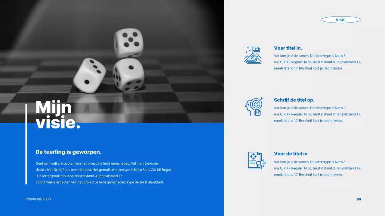 Een blauwe, georganiseerde portefeuille