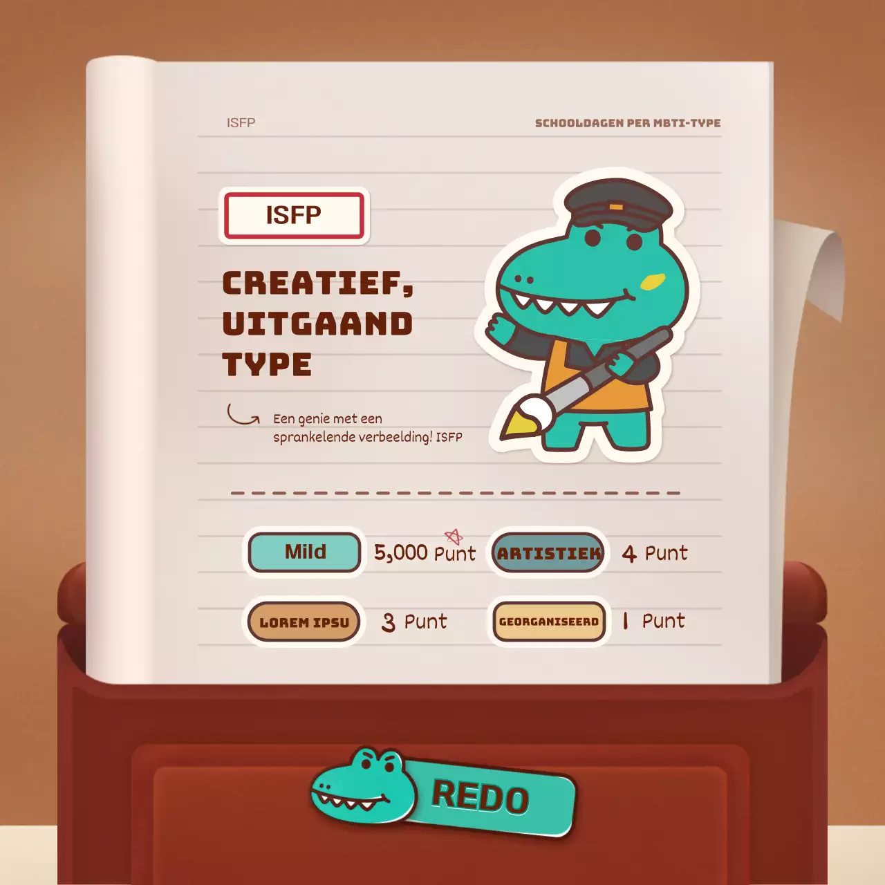 Testen van bruine en groene retro schooltas concept mock-ups