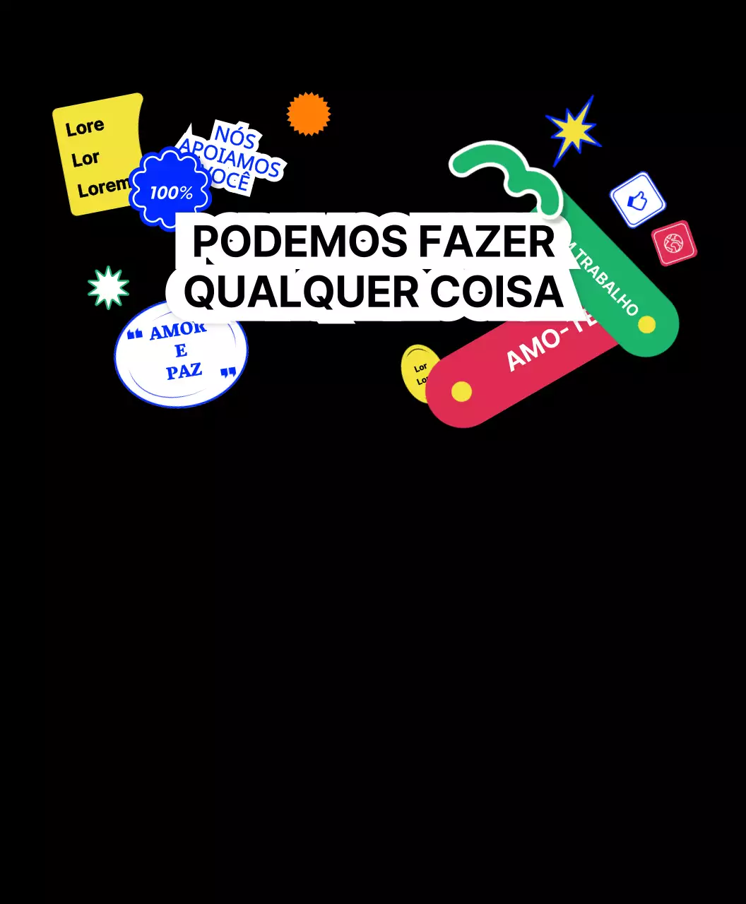 T-shirts de grupo de merchandise de conceito moderno com texto e ícones coloridos