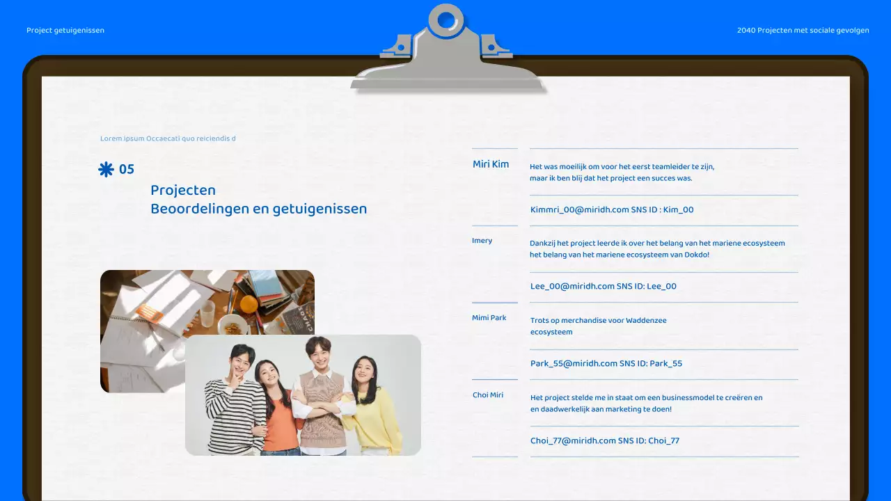 Blauw en lichtblauw natuurlijk dokdo verdedigingsproject resultatenrapport