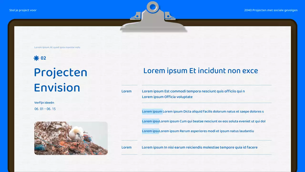 Blauw en lichtblauw natuurlijk dokdo verdedigingsproject resultatenrapport