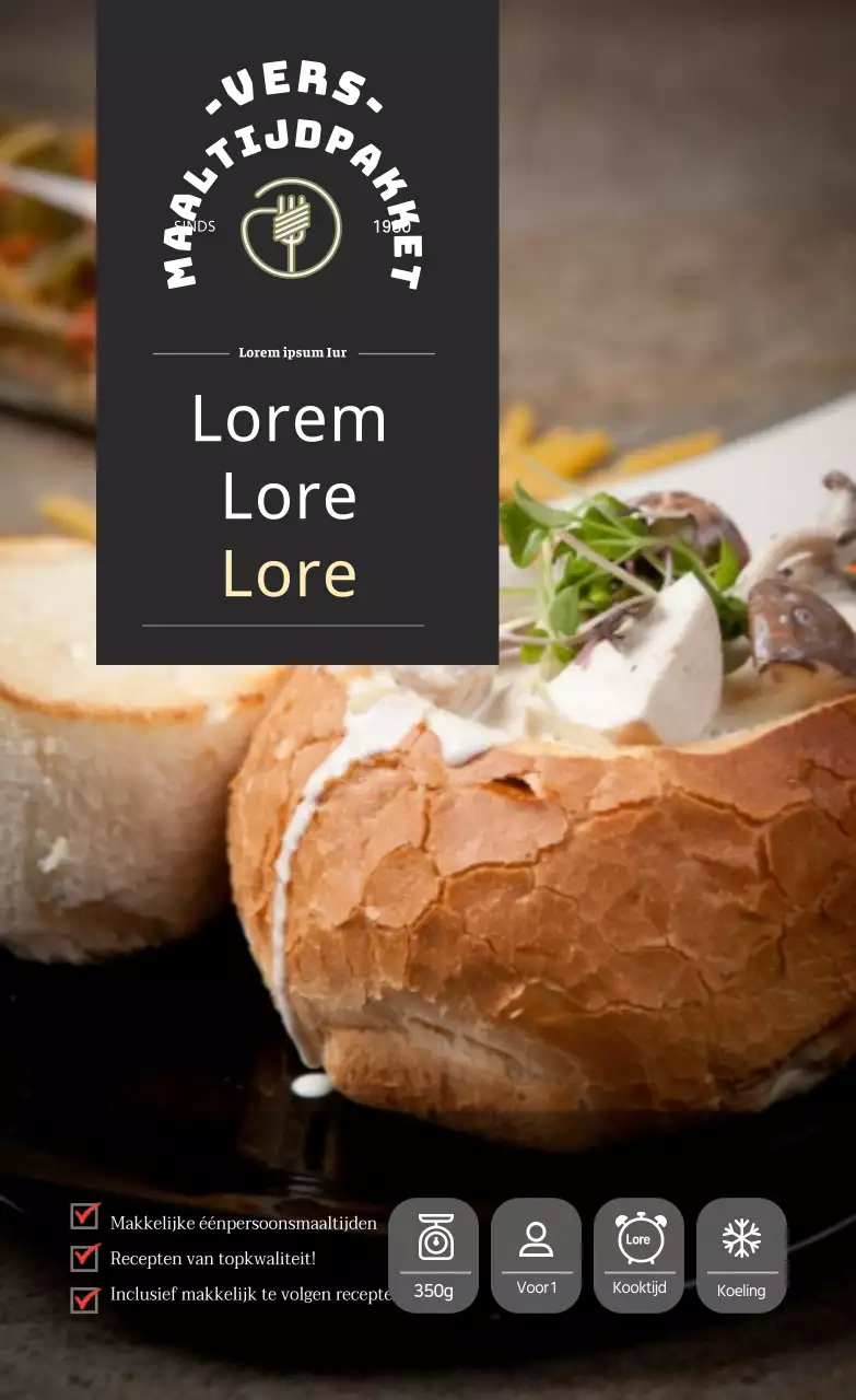 Zwarte Luxe Restaurant Pane Pasta Maaltijd Kit Sticker