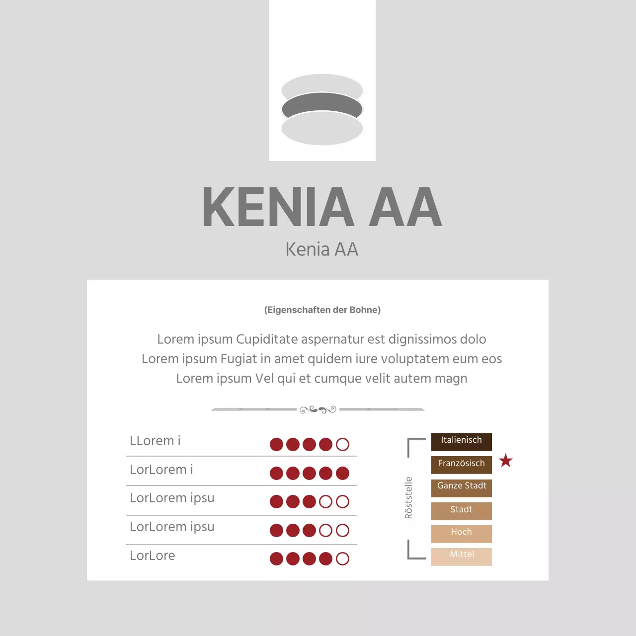 Bohnen-Postkarten mit einem einfachen Konzept