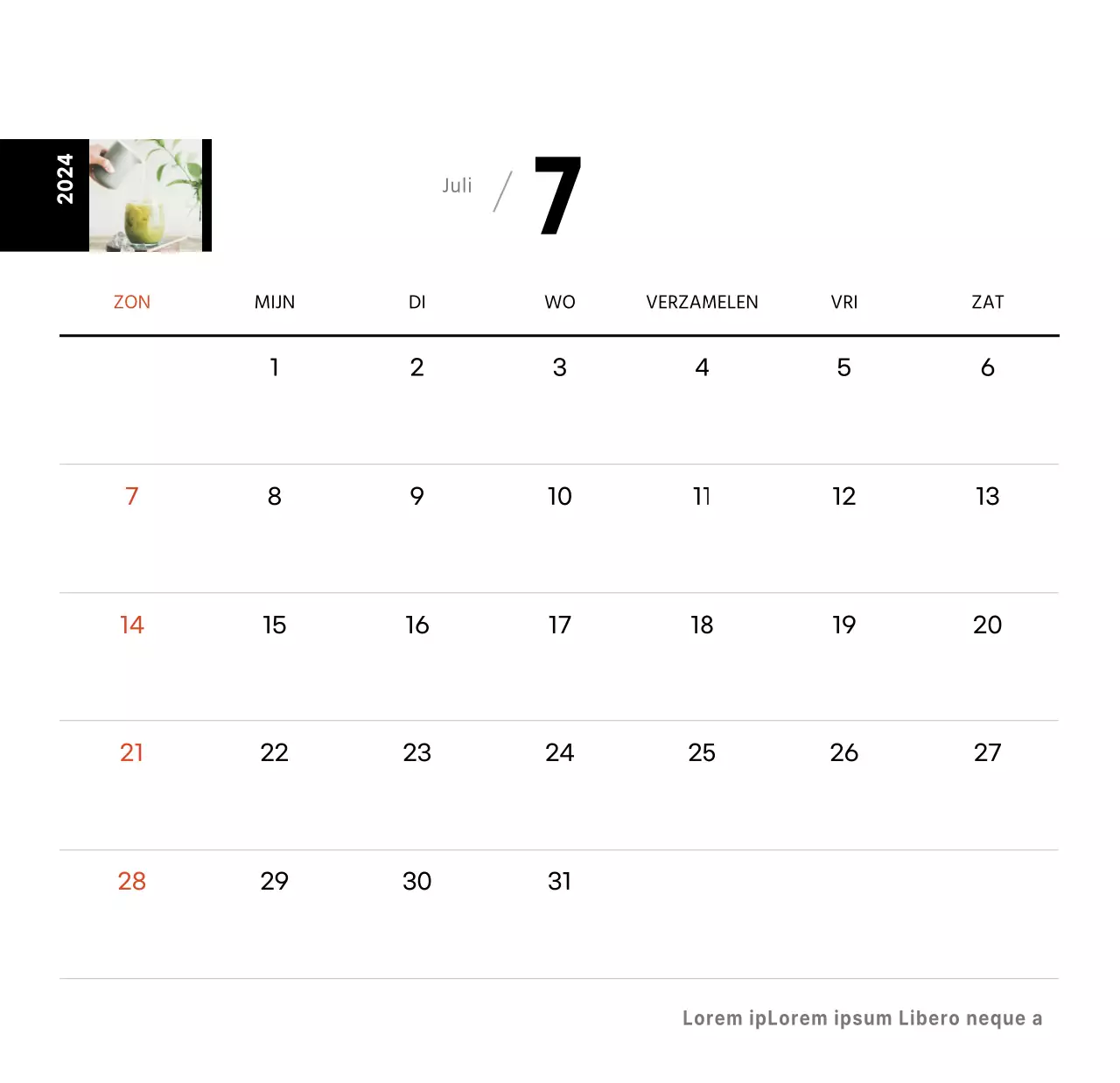 Witte eenvoudige koffie foto bureaukalender voor cafe