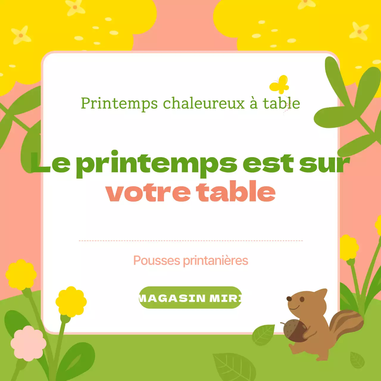 Fleurs printanières éclatantes en chartreuse et rose