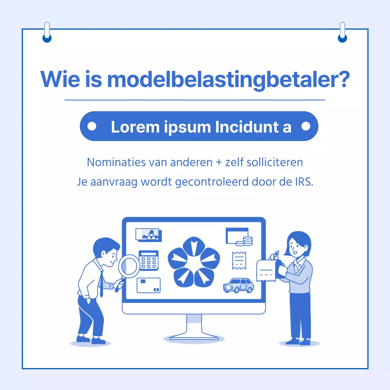 Tax Day-aanbiedingsinformatie in blauw gemarkeerd met duidelijke illustraties