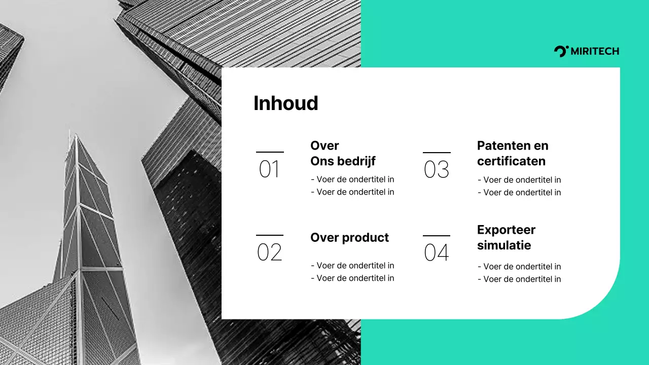 Voorstel voor de levering van opladers voor elektrische voertuigen in turkoois en grijs Voorstel voor de levering van onderdelen voor een B2B-transactie Miritech