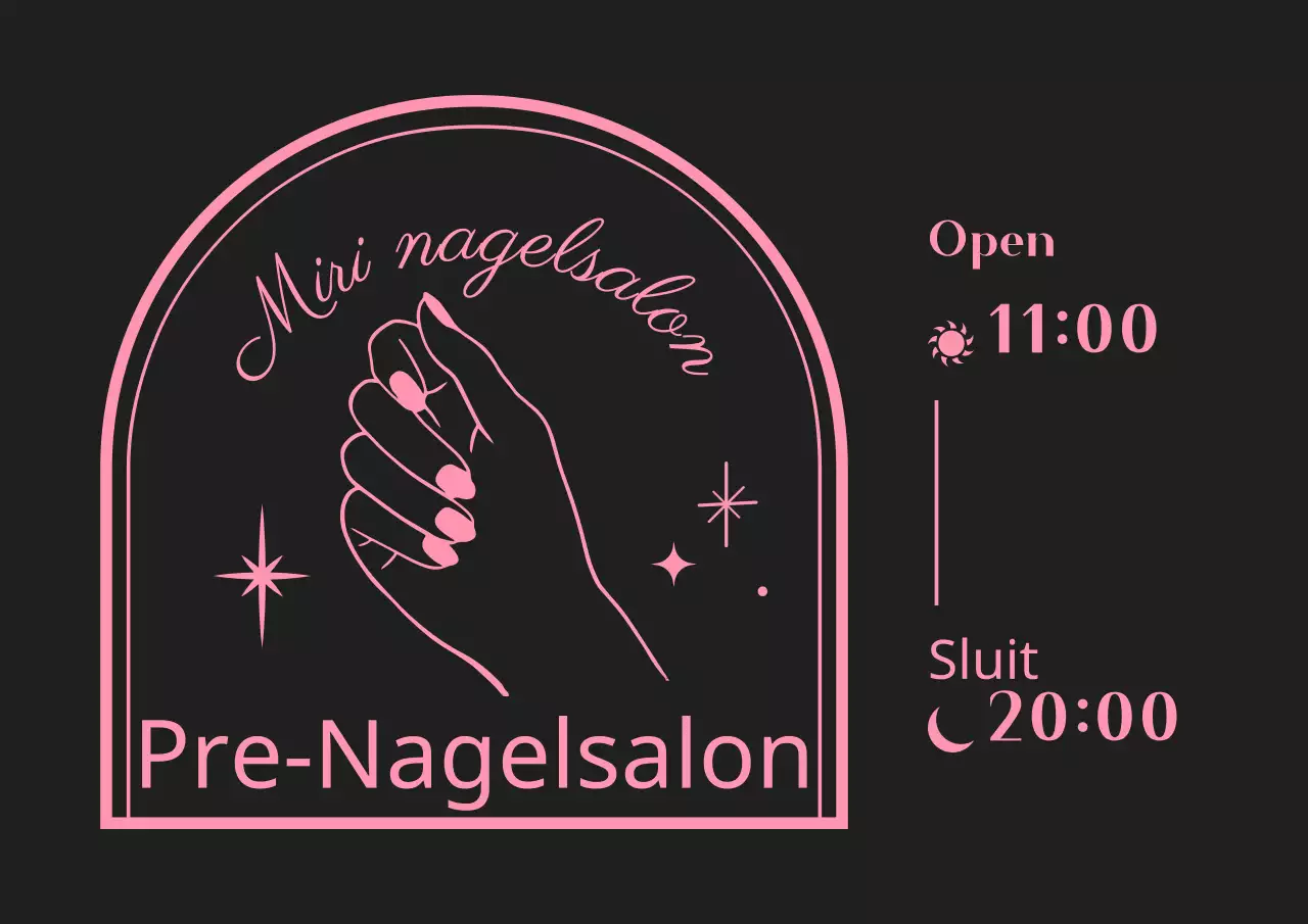 Zwart en roze sentimentele frame stijl voor salon informatie