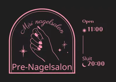Zwart en roze sentimentele frame stijl voor salon informatie