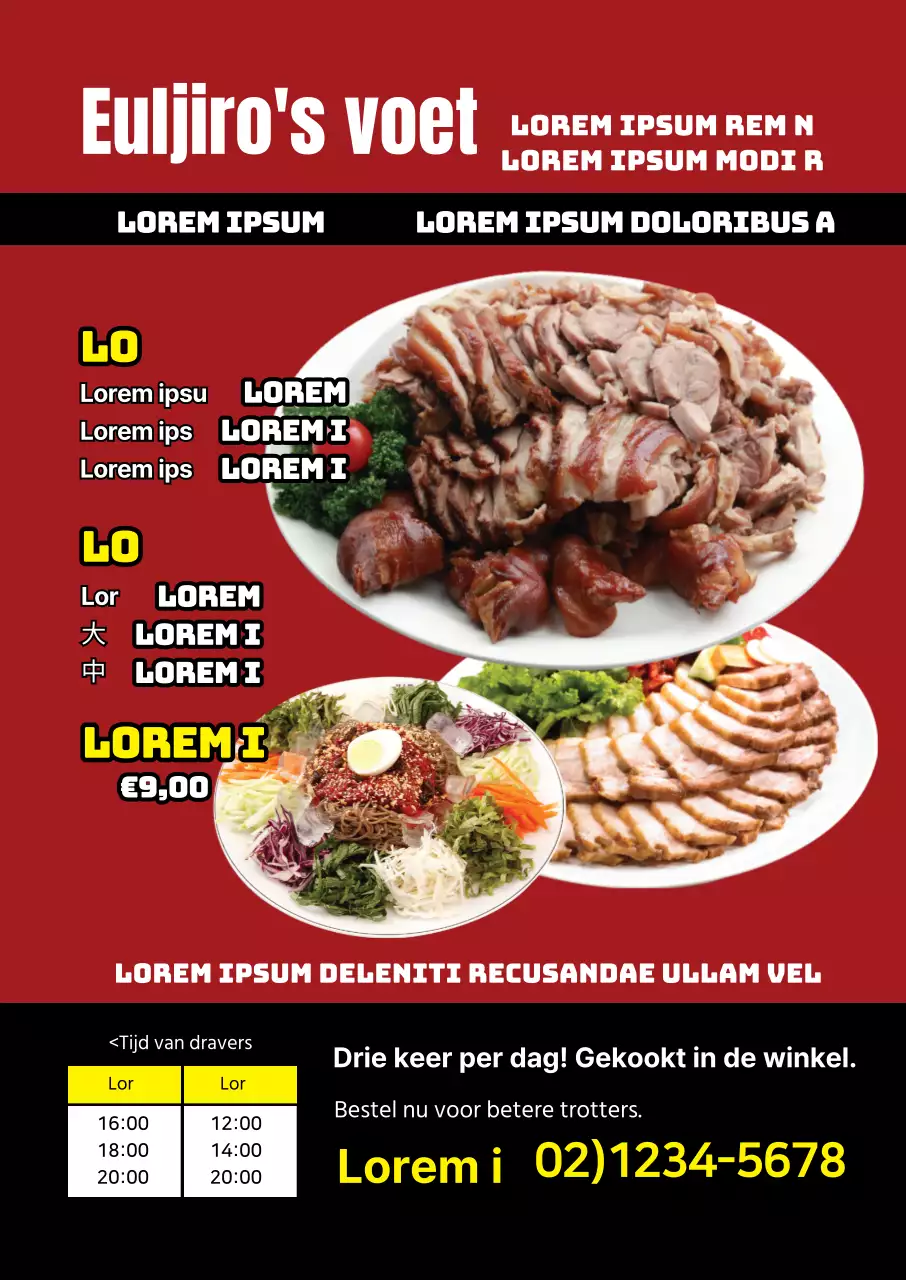 Rode foto accentueert het menu van varkenslapjes in een traditioneel restaurant