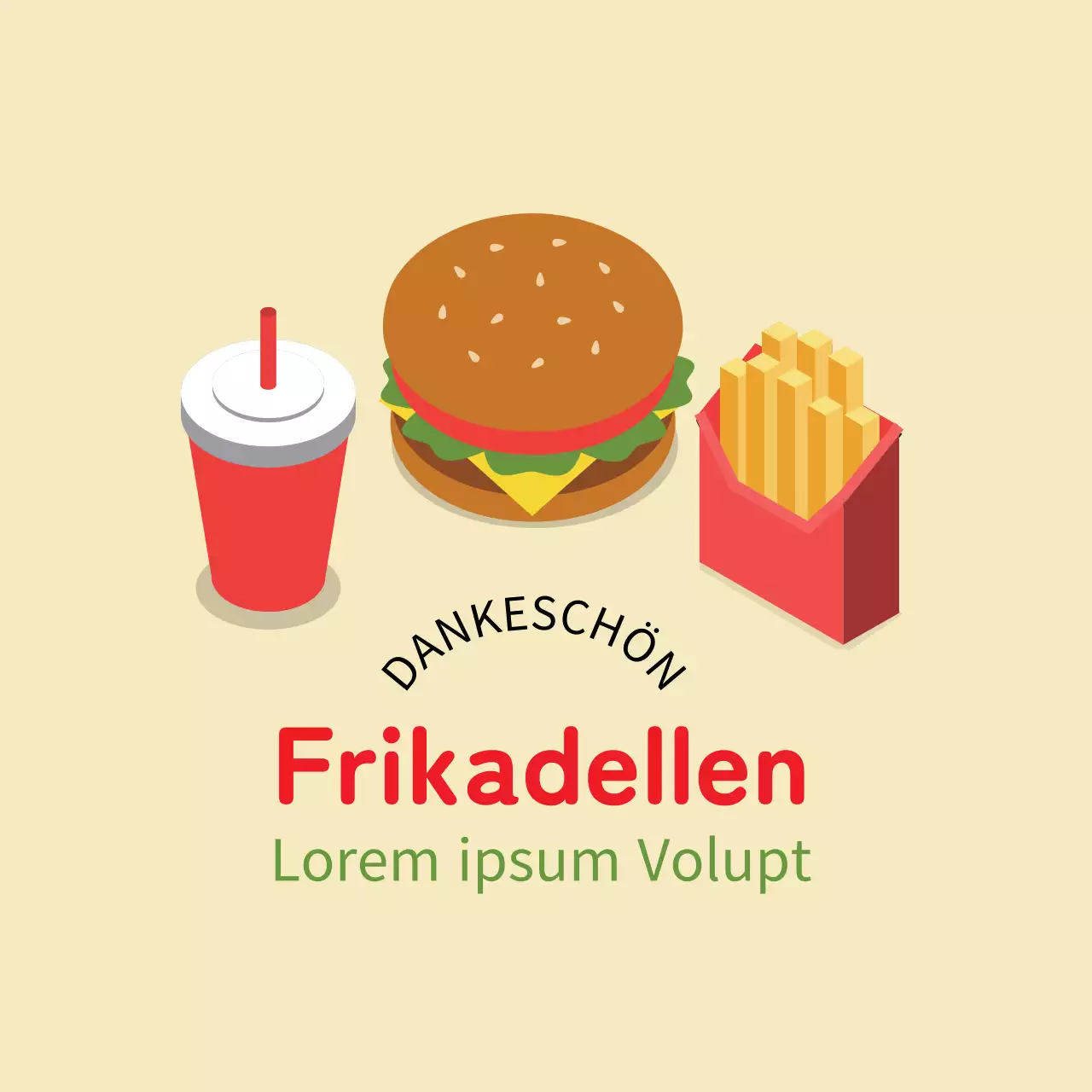 Gelbe Illustration niedlichen Restaurant Burger Lieferung Werbeetikett