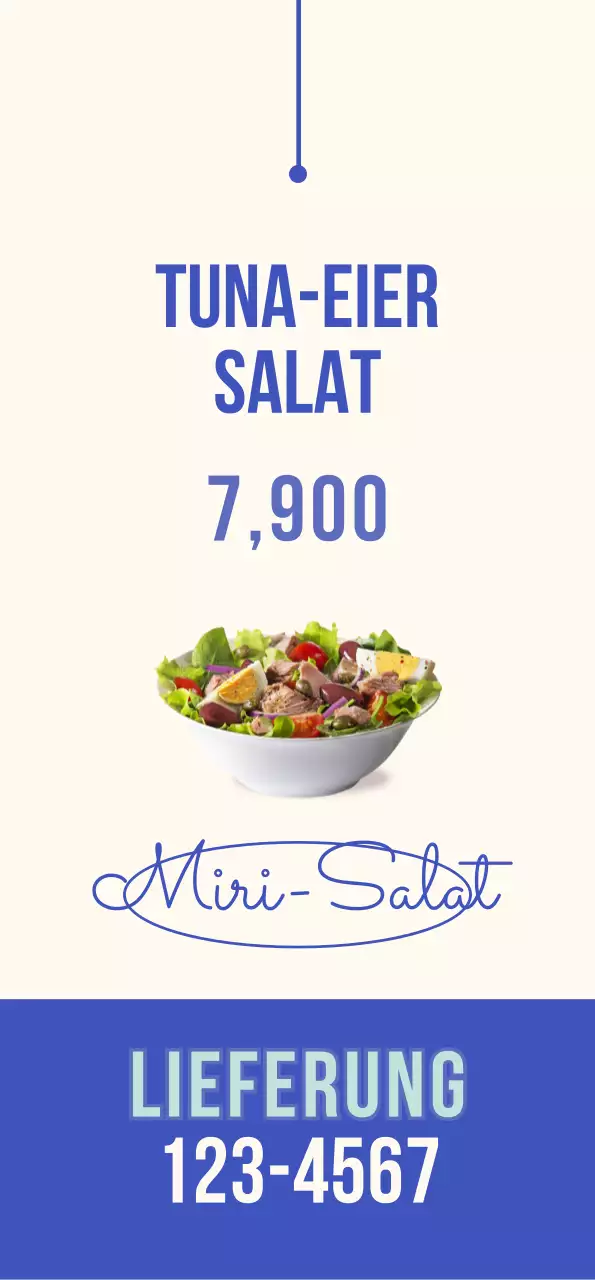 Ein kühles und erfrischendes Salatbanner mit blauen Akzenten