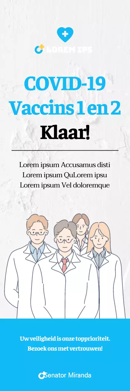 Coronavirus vaccinatie x-banner met witte illustratie