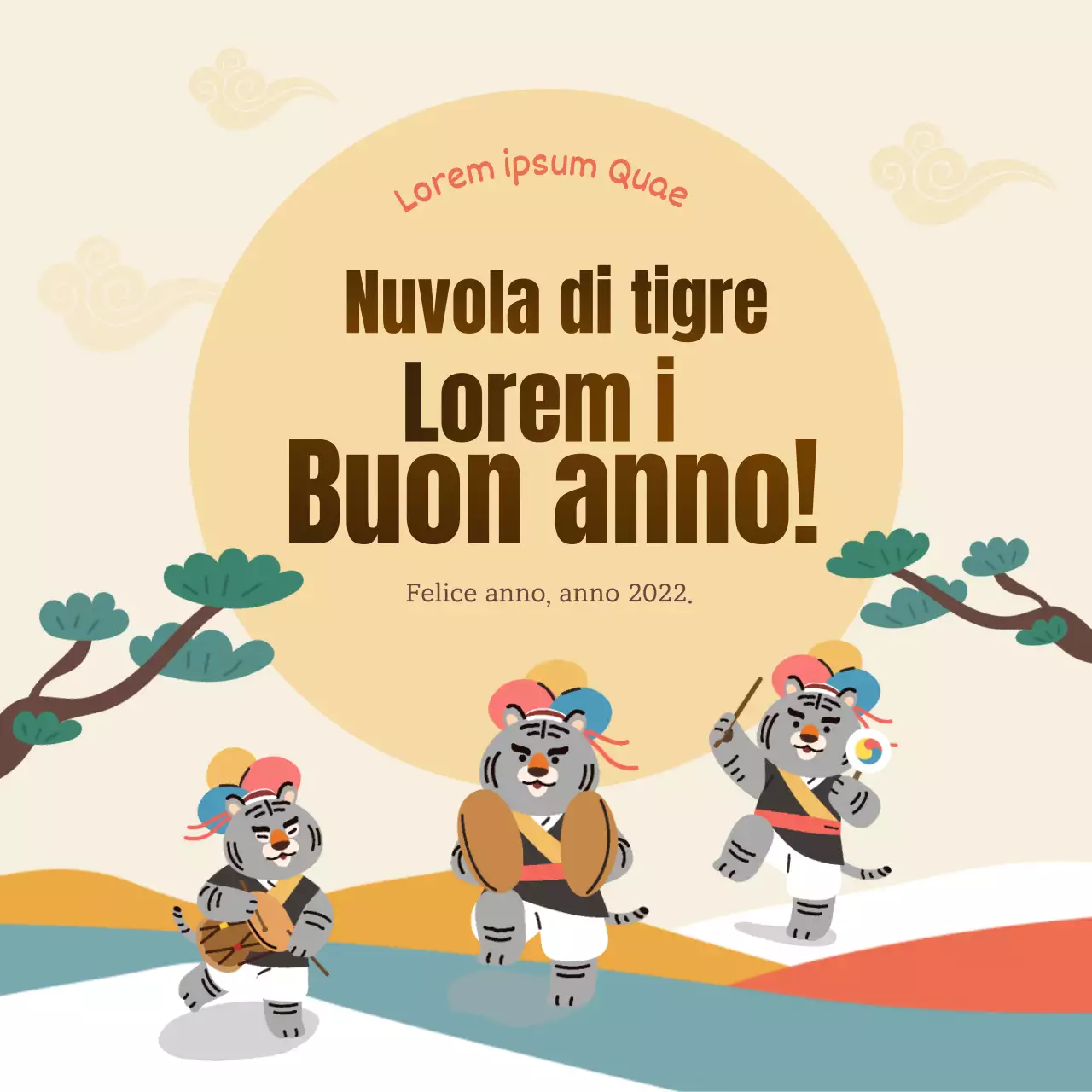 Un tradizionale biglietto di auguri per il nuovo anno in beige