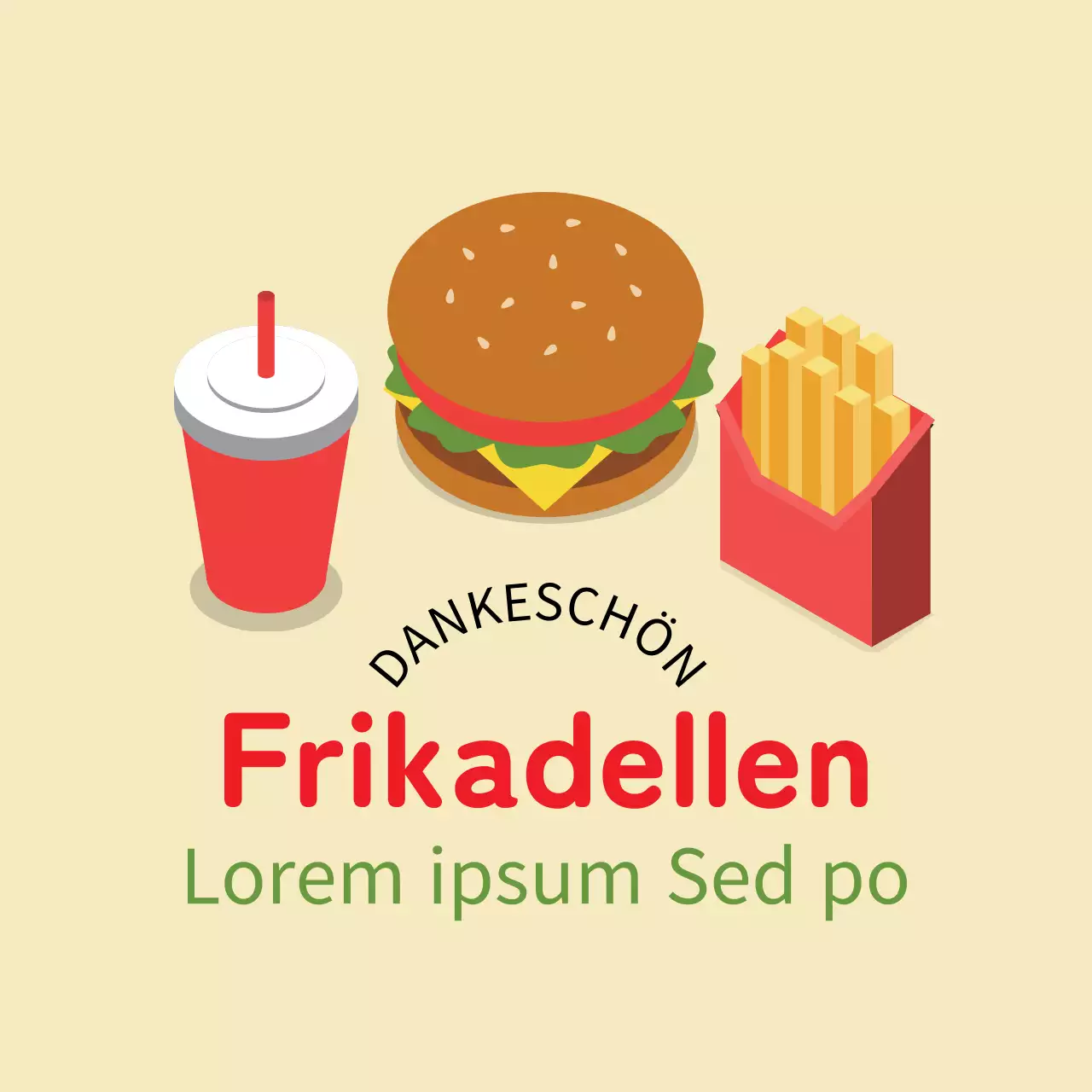 Gelbe Illustration niedlichen Restaurant Burger Lieferung Werbeetikett