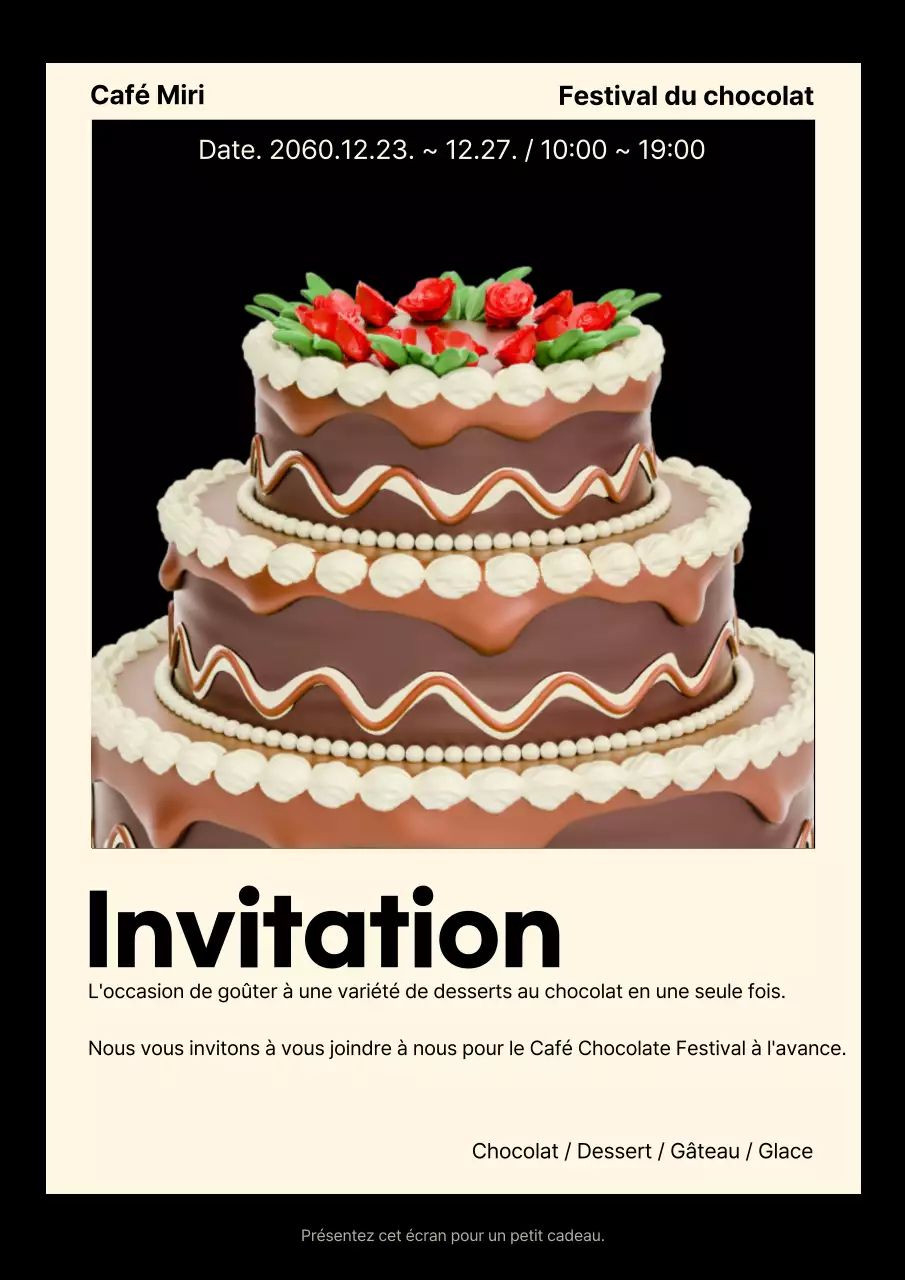 Invitation à la fête du chocolat avec concept de photo polaroïd