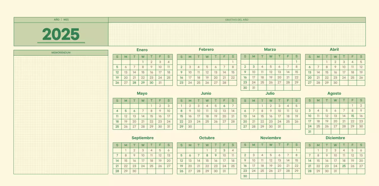 SAT Calendario de pared con concepto de bloc de notas del día D en verde y amarillo claro