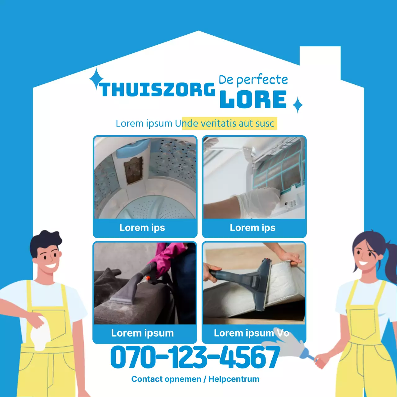 Promoot je thuiszorg schoonmaakdienst met een blauwe illustratie foto