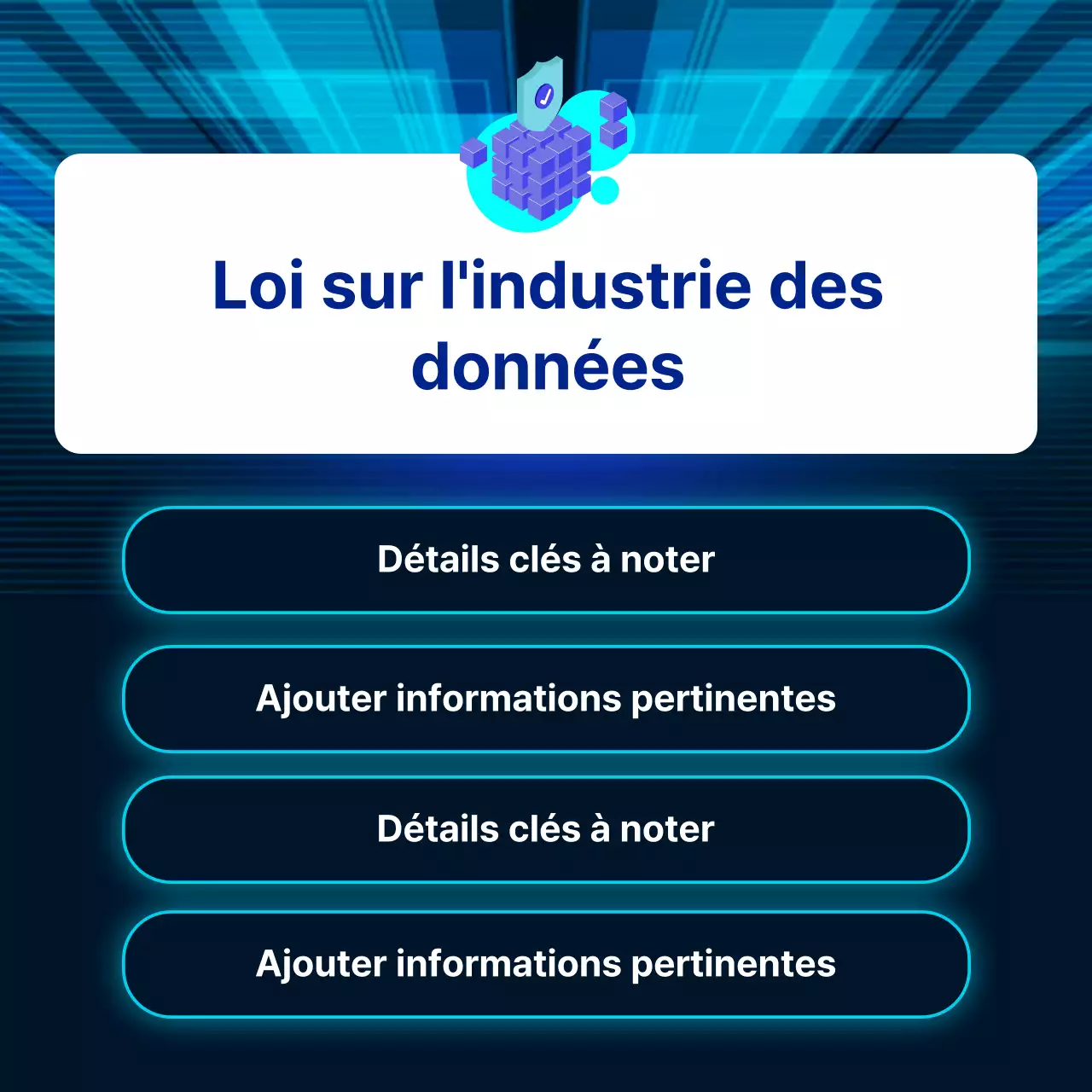 Orientations de la loi sur l'industrie des données en dégradé bleu