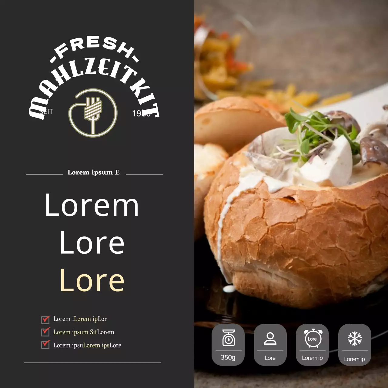 Schwarzes luxuriöses Restaurant Pasta Mahlzeit Kit Aufkleber