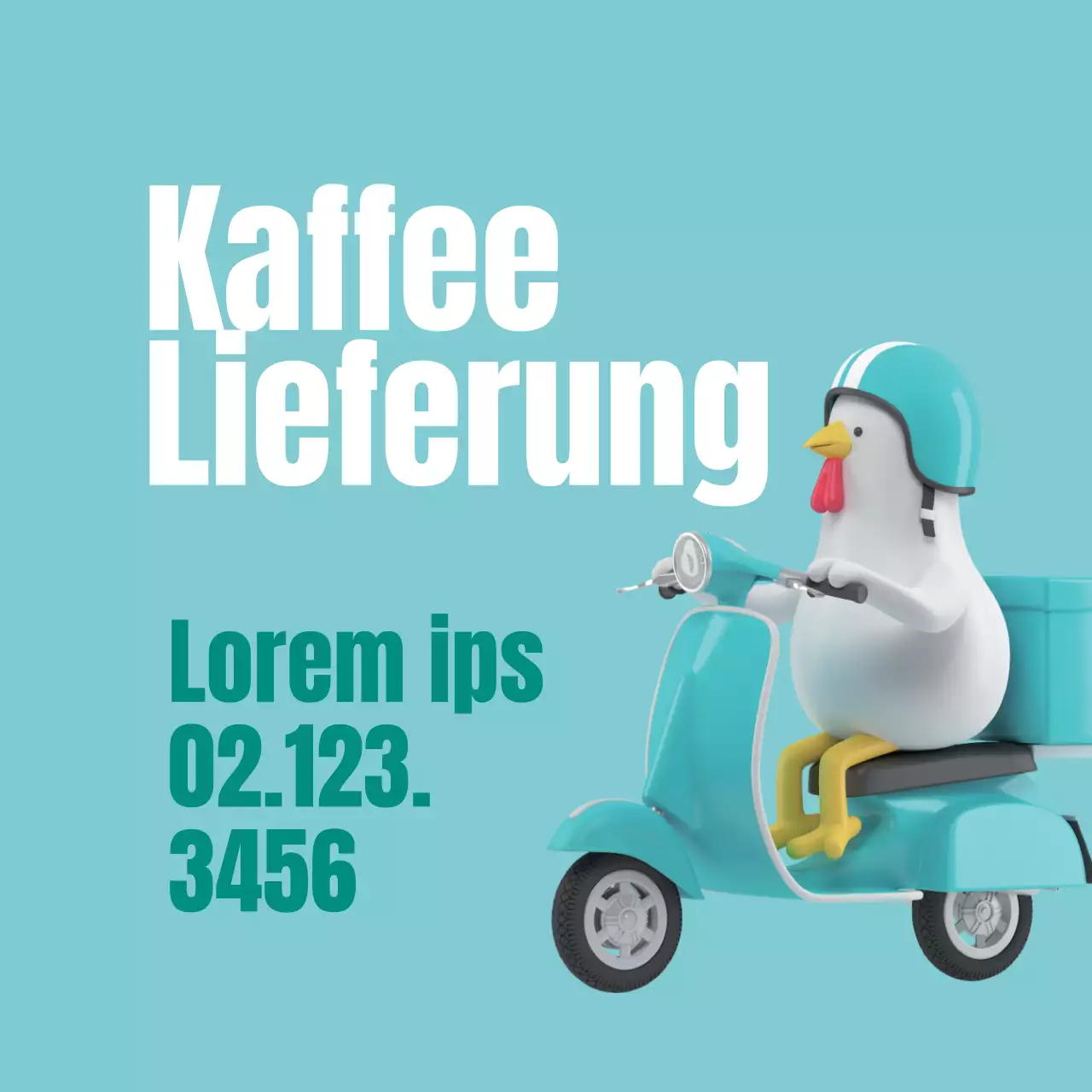 Niedliches Kaffee-Lieferetikett mit blauer Illustration