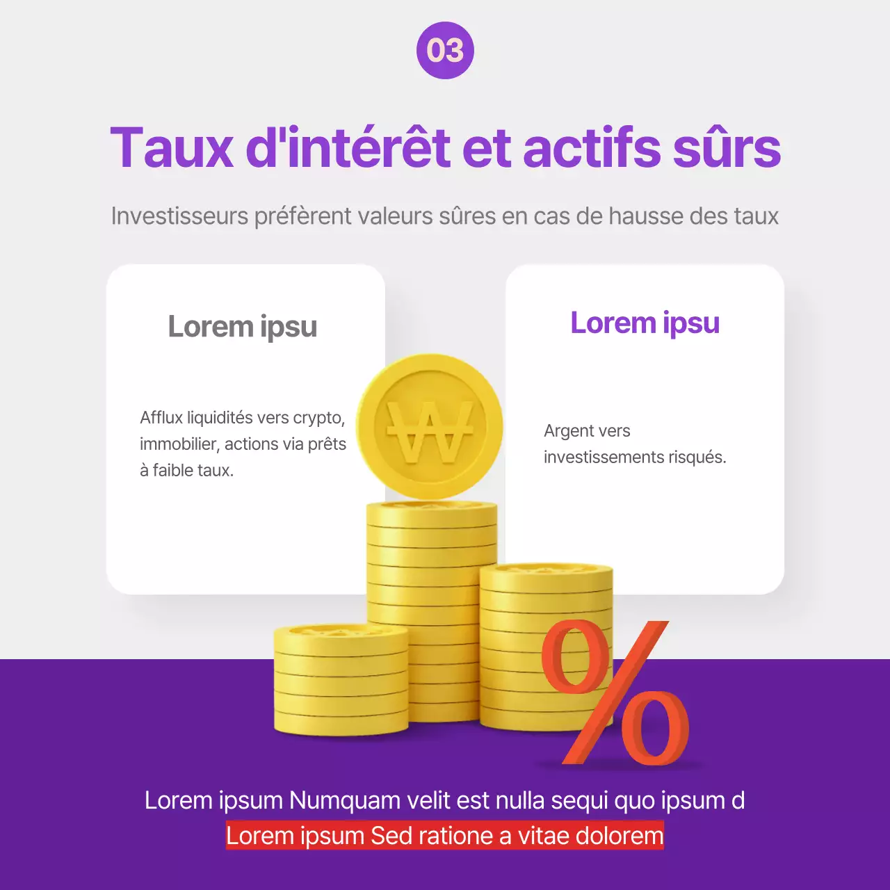 Informations sur les hausses de taux dans des tons violets et rouges