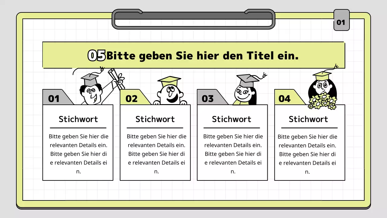 Klemmbrett Konzept pädagogische Präsentation Kit in Kalk und weiß