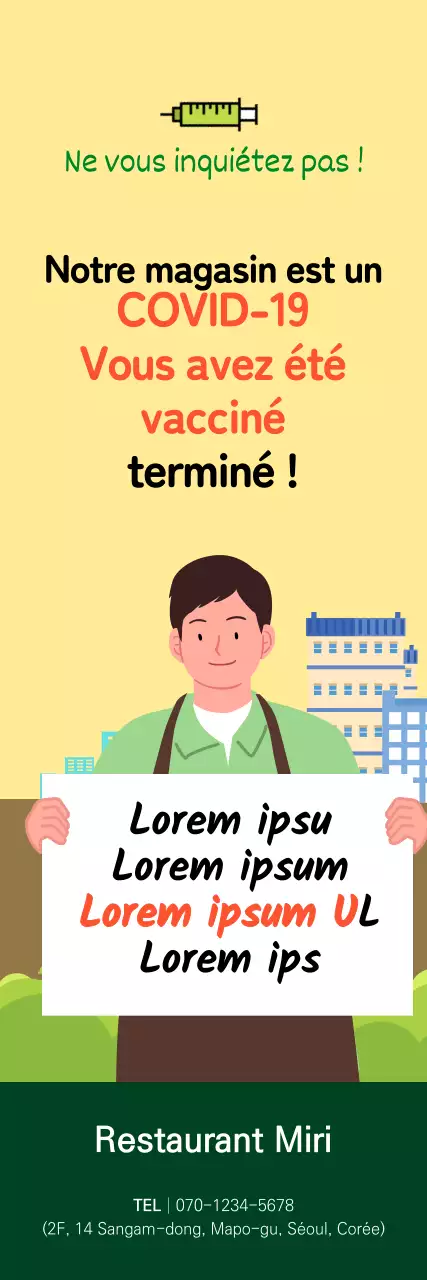 Coronavirus Vaccination X-banner avec illustration jaune