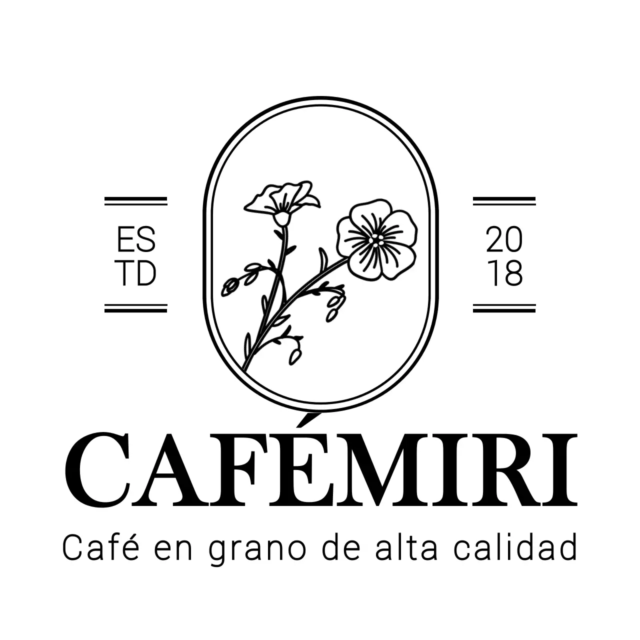 Emocional ilustración botánica logotipo estilo café en negro