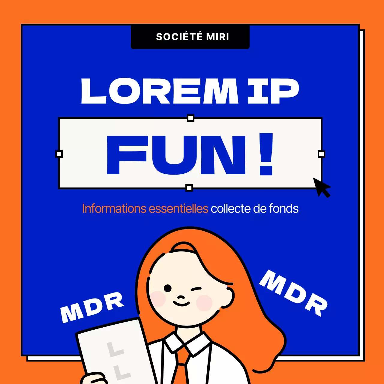 Cadre carré bleu et orange fun marketing